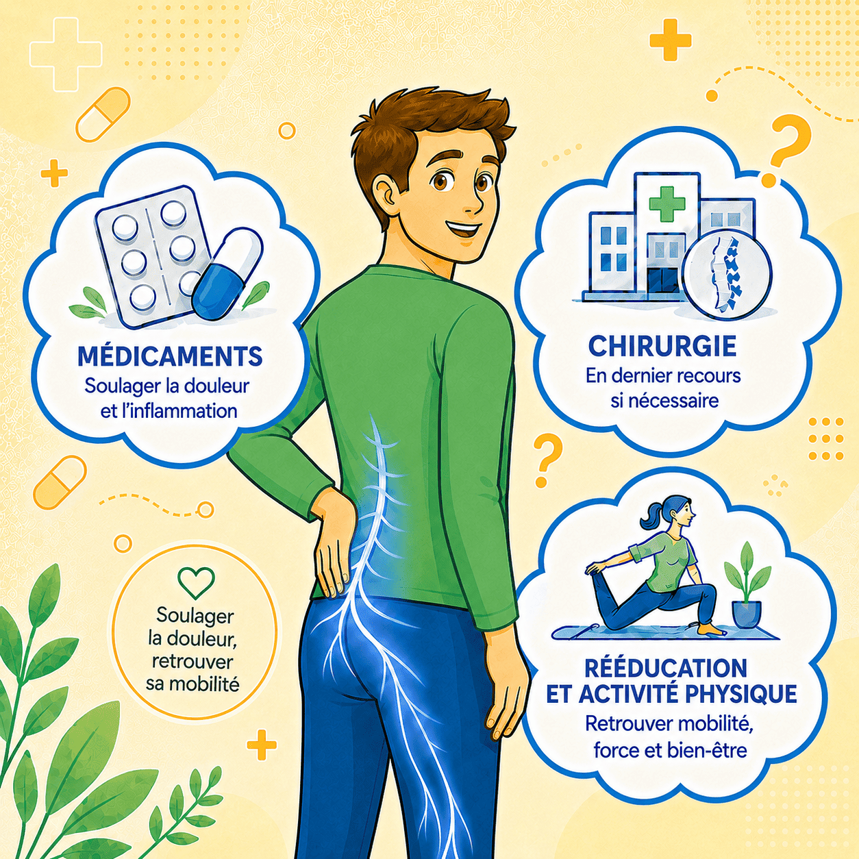 Infographie traitement des douleurs sciatiques