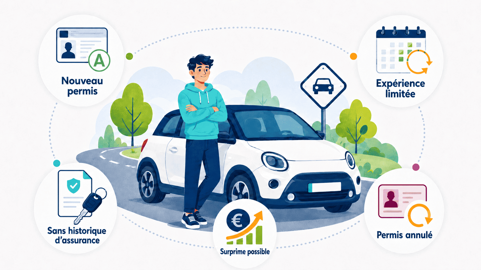 Infographie conditions jeune conducteur en assurance auto